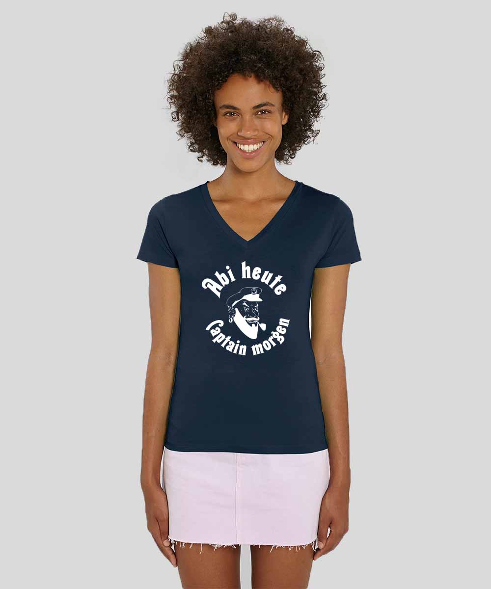 Elena Frauen T-Shirt V-Neck Navy